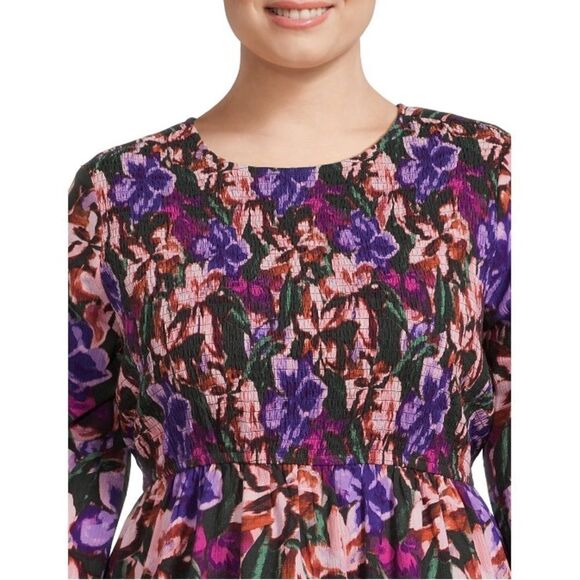 Women's Plus Size Tiered Peasant Floral Lightweight Comfy Midi Dress Size 2X - Picture 6 of 9